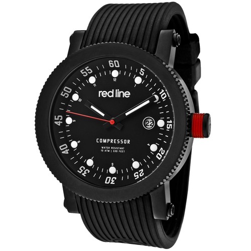 Red Line RL-18000-01-BB Compressor Date Black Silicone Strap Men's