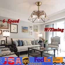 18" Caged Ceiling Fan Light With Remote Control Adjustable Speed For Living Room