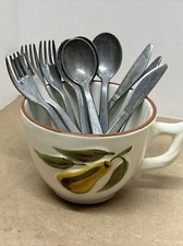 VINTAGE CHILDS DOLL SIZED ALUMINUM FLATWARE 11 Pieces, Made In Italy