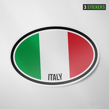 Italy Oval Flag Sticker 3 Pack Vinyl Decal Car Auto Window Rome Milan