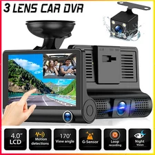 4" Touch Screen Dash Cam 1080P Dual Lens Car DVR Recorder Front and Rear Camera
