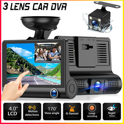 4'' Touch Screen Dash Cam 1080P Dual Lens Car DVR Recorder Front and Rear Camera