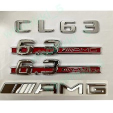Auto F&uuml;r Mercedes Benz CL63 AMG 6.3AMG Flache Silber Rot Embleme Aufkleber Chrom