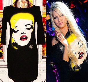 Betsey Johnson Rare Dress Marilyn Monroe Face Wink Babe Black T