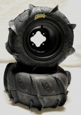 ITP Sand Star Paddle Tires DWT A5 Black Rims 10'' Rear Raptor YFZ450 Banshee YFZR
