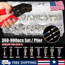 900PCS Male Female Spade Crimp Terminal Assorted Electrical Wire Connector/Plier