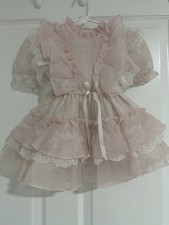 Vintage girl dress Kandy Ann pink sheer frilly ruffles