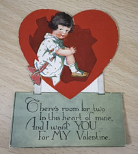 VTG Valentine-Little Girl Sitting Inside Heart-There’s Room For Two- I Want You