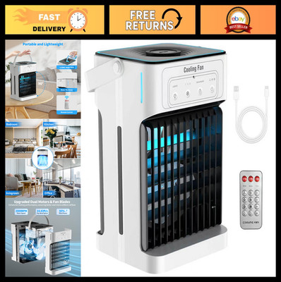 Portable Air Conditioner, Evaporative Cooler with Remote, 3 Speeds, 7-Color Ligh