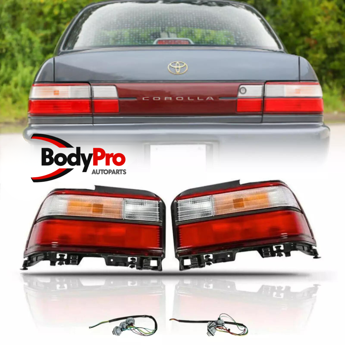 JDM Taillights & Center Reflector Set For Toyota Corolla AE100 (1993-1997) – 3 Pieces