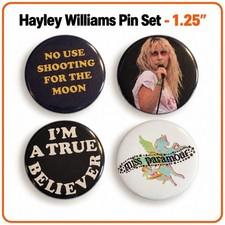 Hayley Williams Pinback Buttons Set of 4 1.25 Inch Music Theme Pin Set