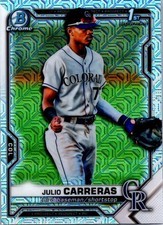 2021 Bowman Chrome Mega Refractor #BCP161 Julio Carreras 1st Bowman