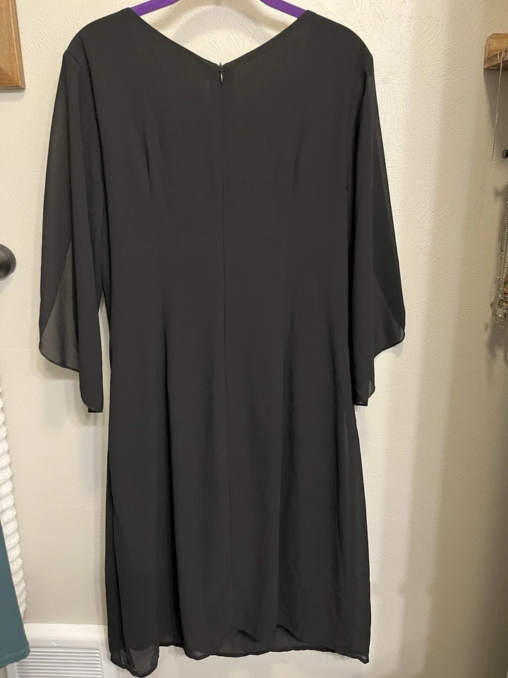 Grace Karin NWT Black Chiffon Cocktail Dress With Split Sleeve Size 10, NWT - Image 4 of 4