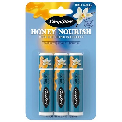 ChapStick Lip Balm Honey Nourish, Moisturizing Fomula 3 Count (Pack of 1) 