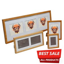 Triple Photo Frame 3Opening Wooden Collage Frame with White Mat for 4x6 Pictures