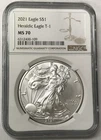 2021 Type 1 $1 Silver American Eagle SAE - NGC MS70