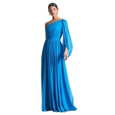 Sachin Babi NEW Size 4 Makayla One Shoulder Embellished Gown Azure Blue NWT