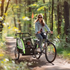 Baby Bike Trailer for Kids 2 Seater, Bike Stroller, Green