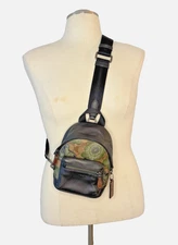 Coach West Crossbody Mini Backpack C3403 LE Kaffe Fassett Art Print Leather NWT