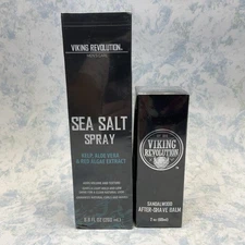 Viking Revolution Sea Salt Spray 8.8oz & Sandalwood After-Shave Balm 2oz - New