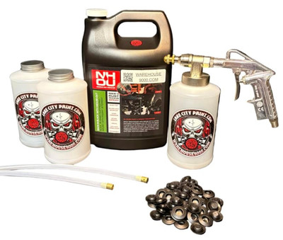 Complete NHOU Back N Black Pro Undercoating Gun   2 Wand Kit (3 W Quart Bottles)