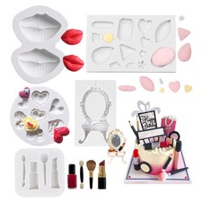 5pcs Makeup Fondant Molds Silicone,Heart Chocolate Molds,Jewelry Lip Fondant ...