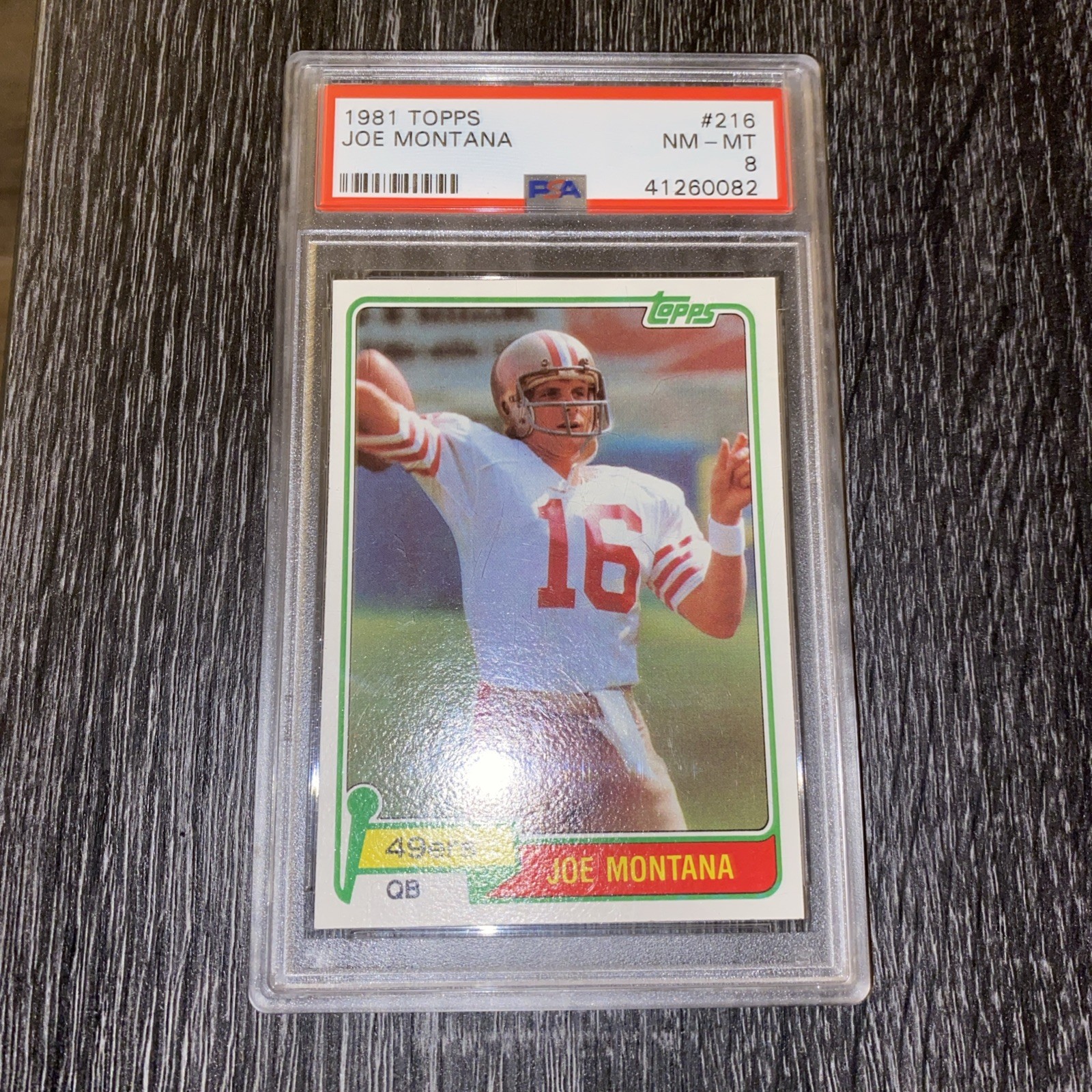 1981 Topps Joe Montana Rookie #216 San Francisco 49ers PSA 8 view 4