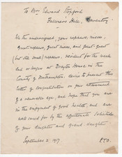 Drayton House Birthday letter 1917 Signed / Autographed Mrs. Edward Stopford