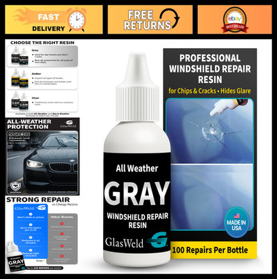 Auto Windshield Repair Kit - Liquid Resin for Chips & Cracks, UV Curing, All-Wea