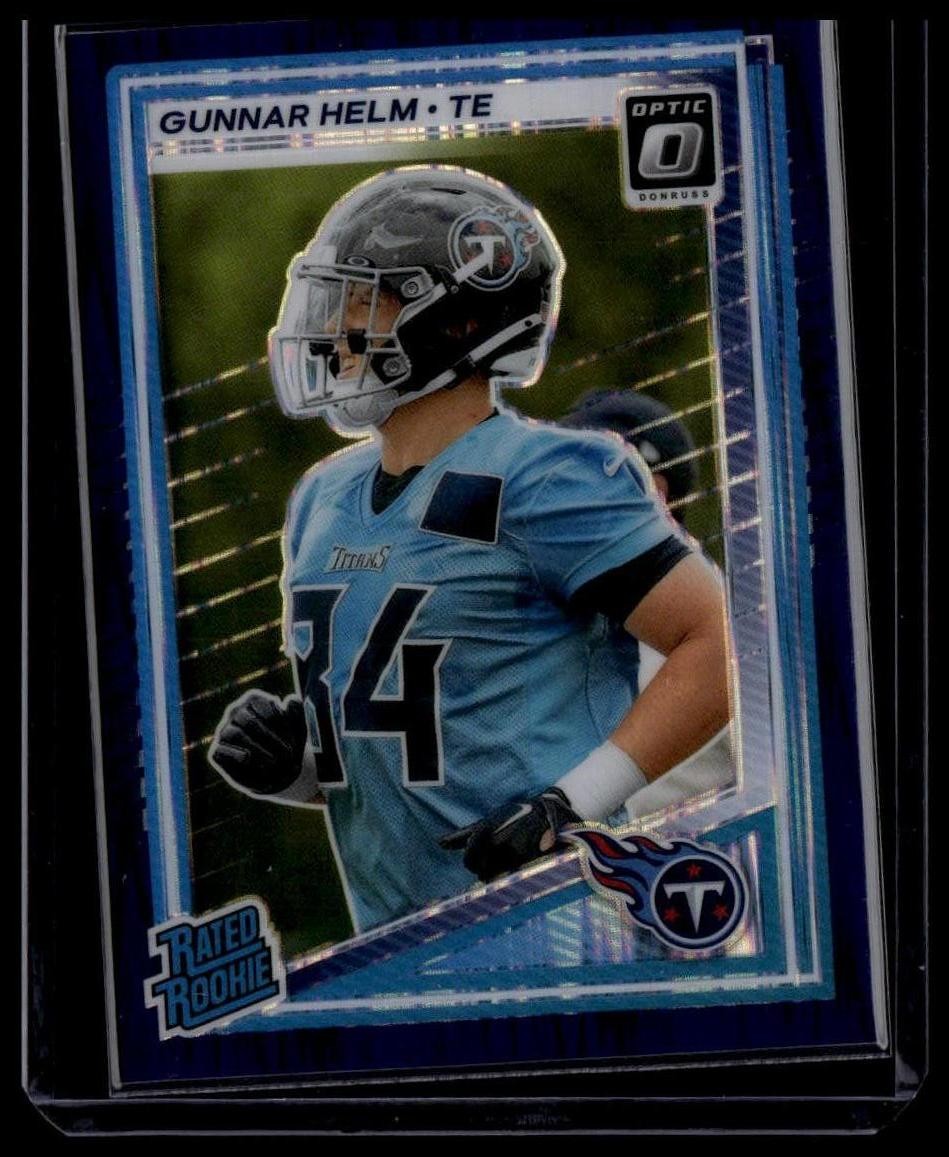 2025 Donruss Optic #294 Gunnar Helm Blue Hyper Tennessee Titans Rookie