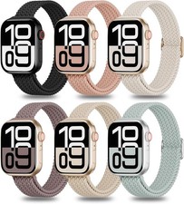 6 Pack Thin Stretchy Braided Compatible with Apple Watch Band 38mm 40mm 41mm 42m