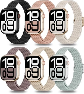 6 Pack Thin Stretchy Braided Compatible avec Apple Watch Band 38mm 40mm 41mm 42m