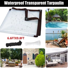 Waterproof Clear Tarpaulin Tarp with Grommets Heavy Duty Clear Patio Plant Cover