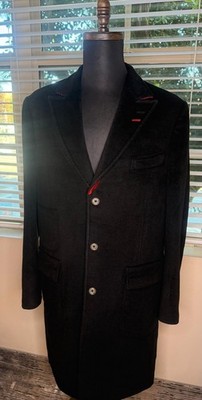 Men s Ron & Ron Tomaso Satori 100% Cashmere Overcoat Black Italy L