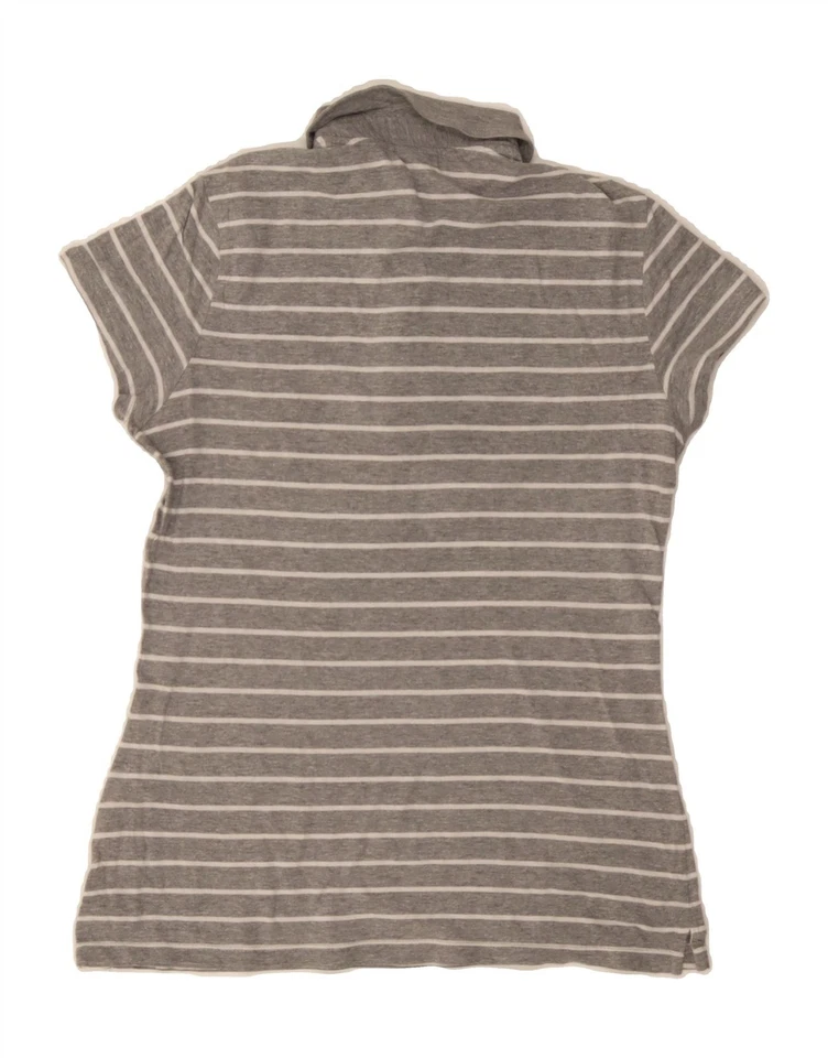 PUMA Womens Polo Shirt UK 12 Medium Grey Striped Cotton BS06 - Image 2 of 3