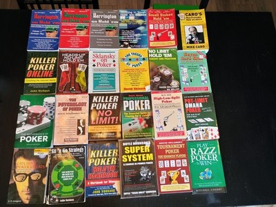 Lot of 24 Poker Strategy Books - Sklansky Harrington Brunson Super System