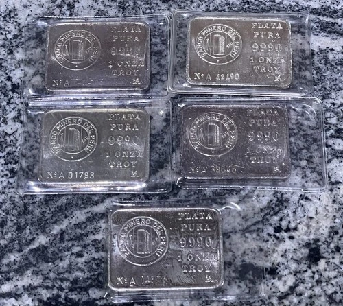 Banco Minero Del Peru Plata Pura Five - 1 oz  .999 Fine Silver Bars