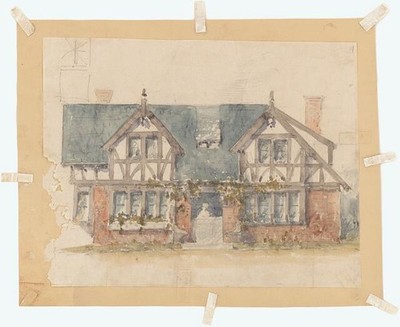 Photo:Newport Rhode Island Ochre Court Gardener's Cottage c1890 rendering