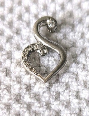 925 Sterling Silber Infinity Herz mit Strass Anhänger gestempelt 925 DJB TH