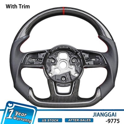 Real Carbon Fiber Steering Wheel With Trim For Audi A3 A4 A5 S3 4 S5 RS3 RS4 RS5