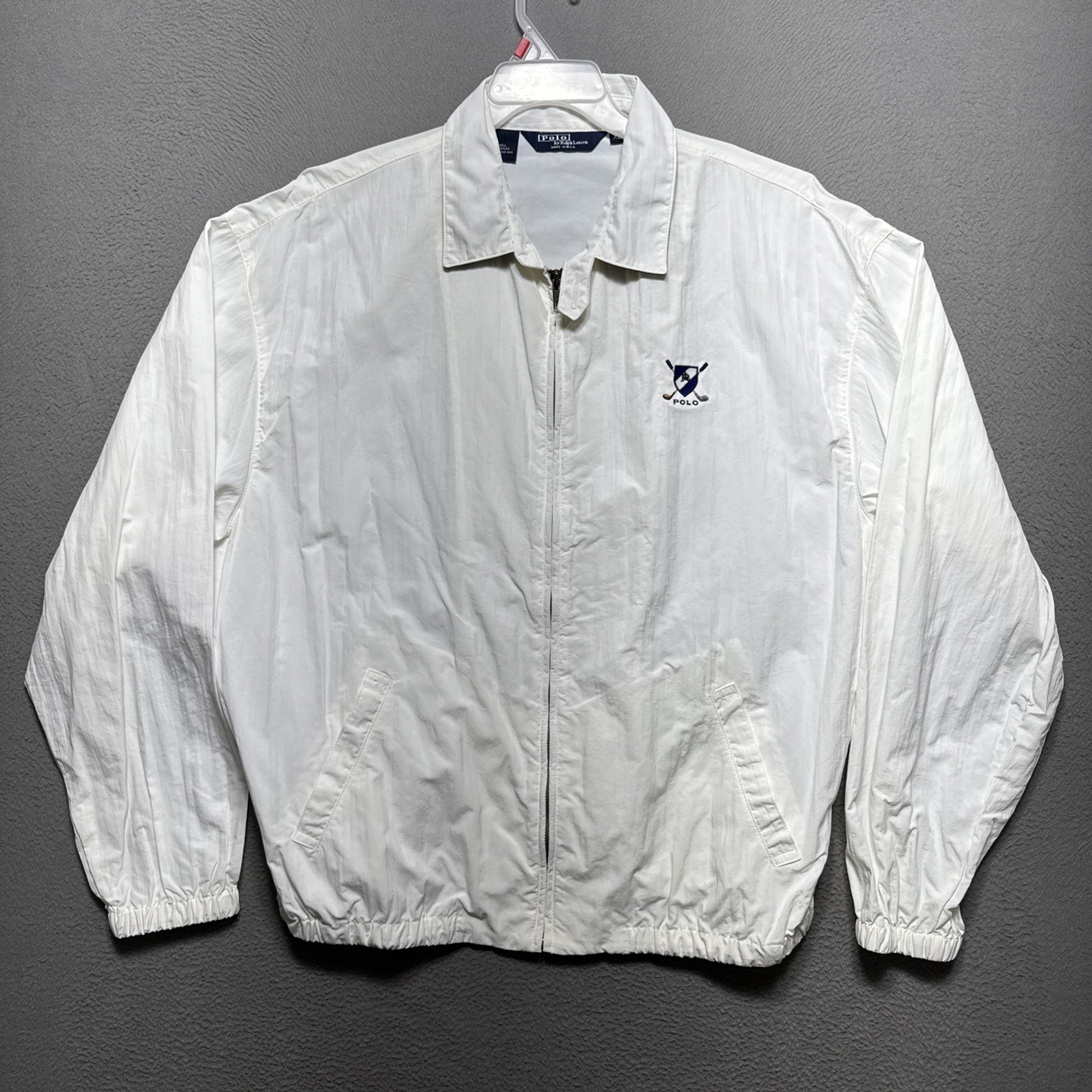 VTG Polo Ralph Lauren Golf Jacket Embroidered Crest Mens Size XL Windbreaker USA