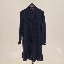 Tory Burch Jane Dress Blue Ruffle Shirtdress Size 6 NWT $425 Medium Navy Preppy