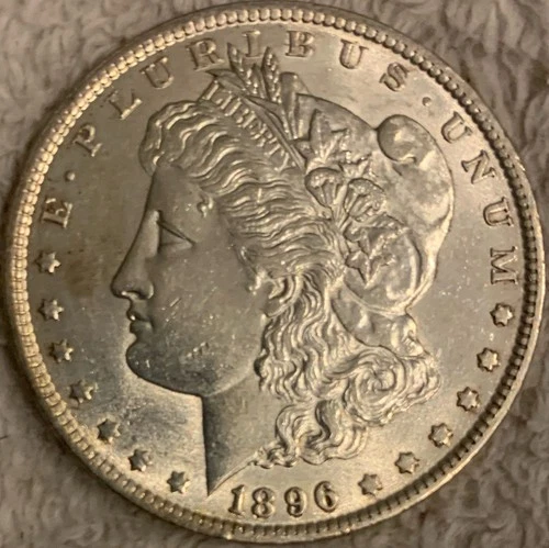 1896-P MORGAN 90% SILVER DOLLAR (au-BU)