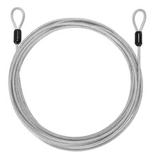 1/8" Dia 14.8ft Security Cable Lock Vinyl Coated Steel with Loops Silver