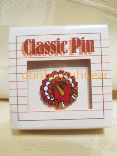 Hallmark Fall Autumn 1987 Thanksgiving enamel Turkey Pin in box