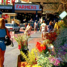 Vintage Postcard Seattle Pike Place Market Farmers Flowers Washington WA