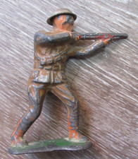 Vintage Grey Iron Lead Figure Soldier Firing only helmet magnetic 
