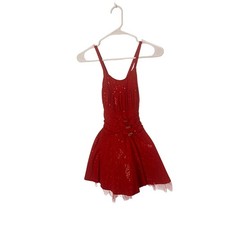 The Competitor Child Size Large Red Sequin Dance Gymnastics Leotard Dress