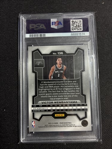 Victor Wembanyama 2023 Panini Prizm #136 Rookie PSA 10 - Bild 2 von 2
