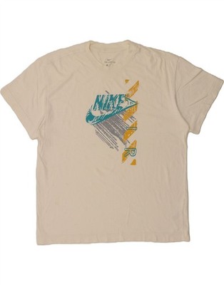 NIKE Herren Grafik T-Shirt Oberteil XL Off White Baumwolle QT09